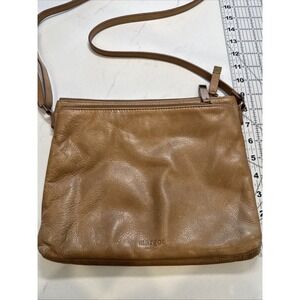 Margot New York Double Zip Tan Leather Crossbody Purse Bag